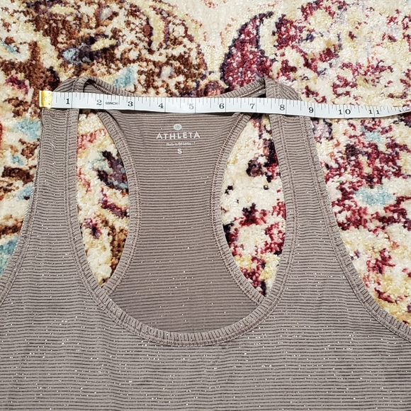 Athleta Chi Taupe Metallic Stripe Tank Sz Small - Picture 8 of 11